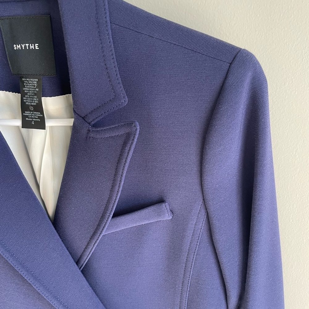 Smythe Asymmetrical Wrap Blazer - Navy Blue + Gold Buttons - Size 4 - Picture 8 of 16